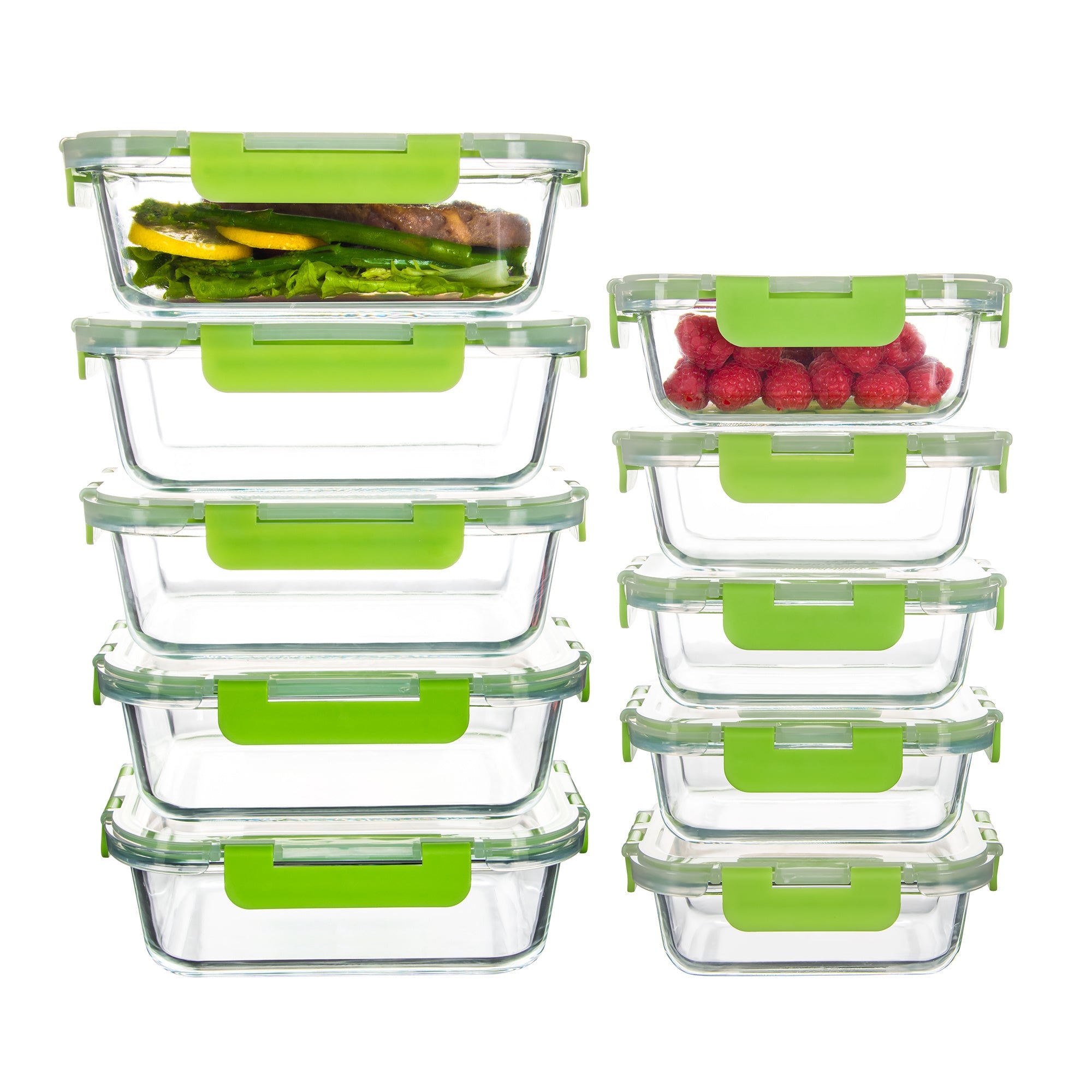 Ensemble de 10 contenants en verre borosilicate avec couvercles hermétiques - Cuisine Chez Nadine