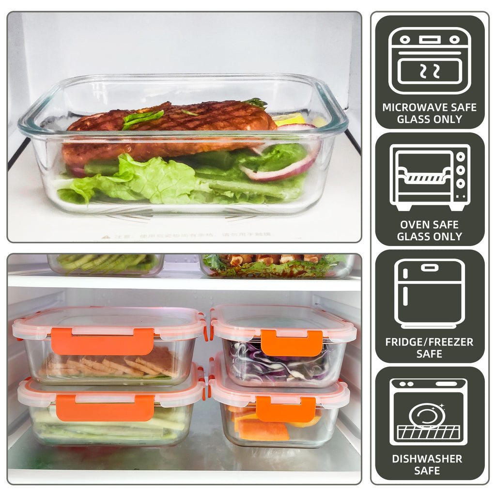 Ensemble de 10 contenants en verre borosilicate avec couvercles hermétiques - Cuisine Chez Nadine