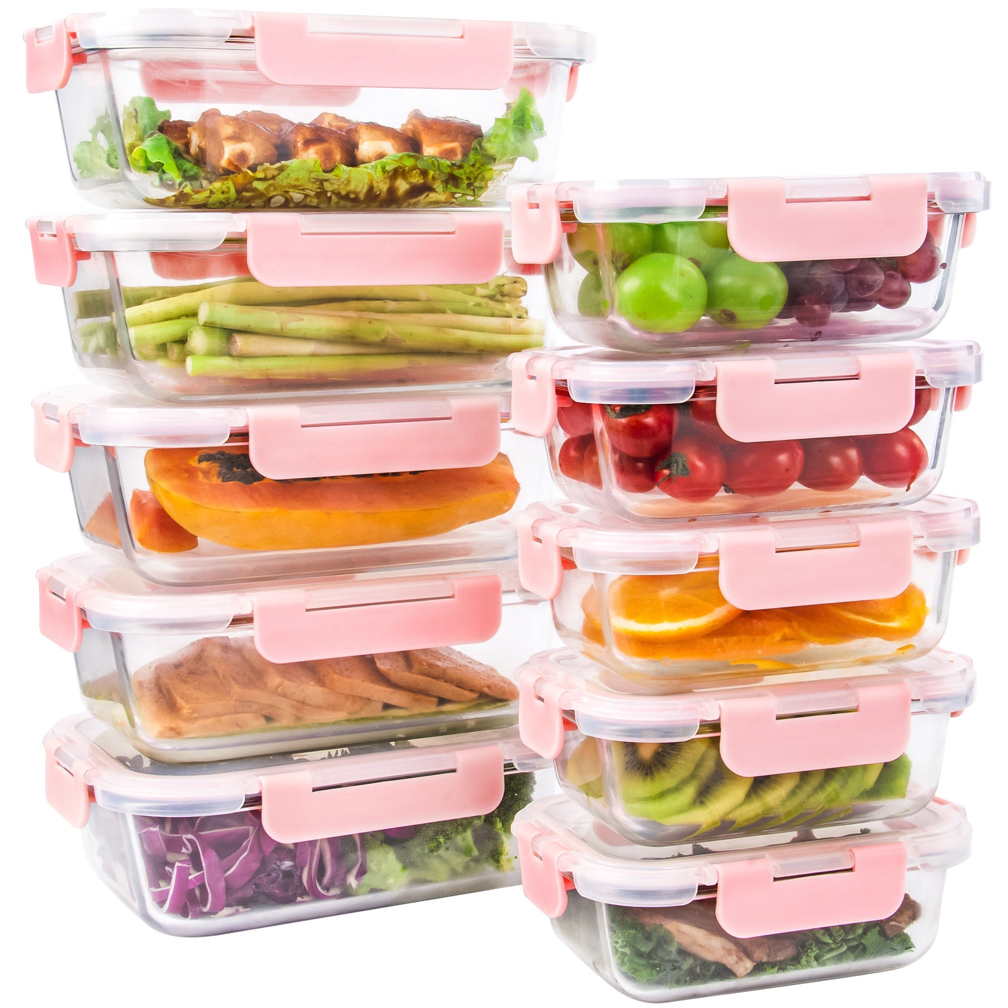 Ensemble de 10 contenants en verre borosilicate avec couvercles hermétiques - Cuisine Chez Nadine