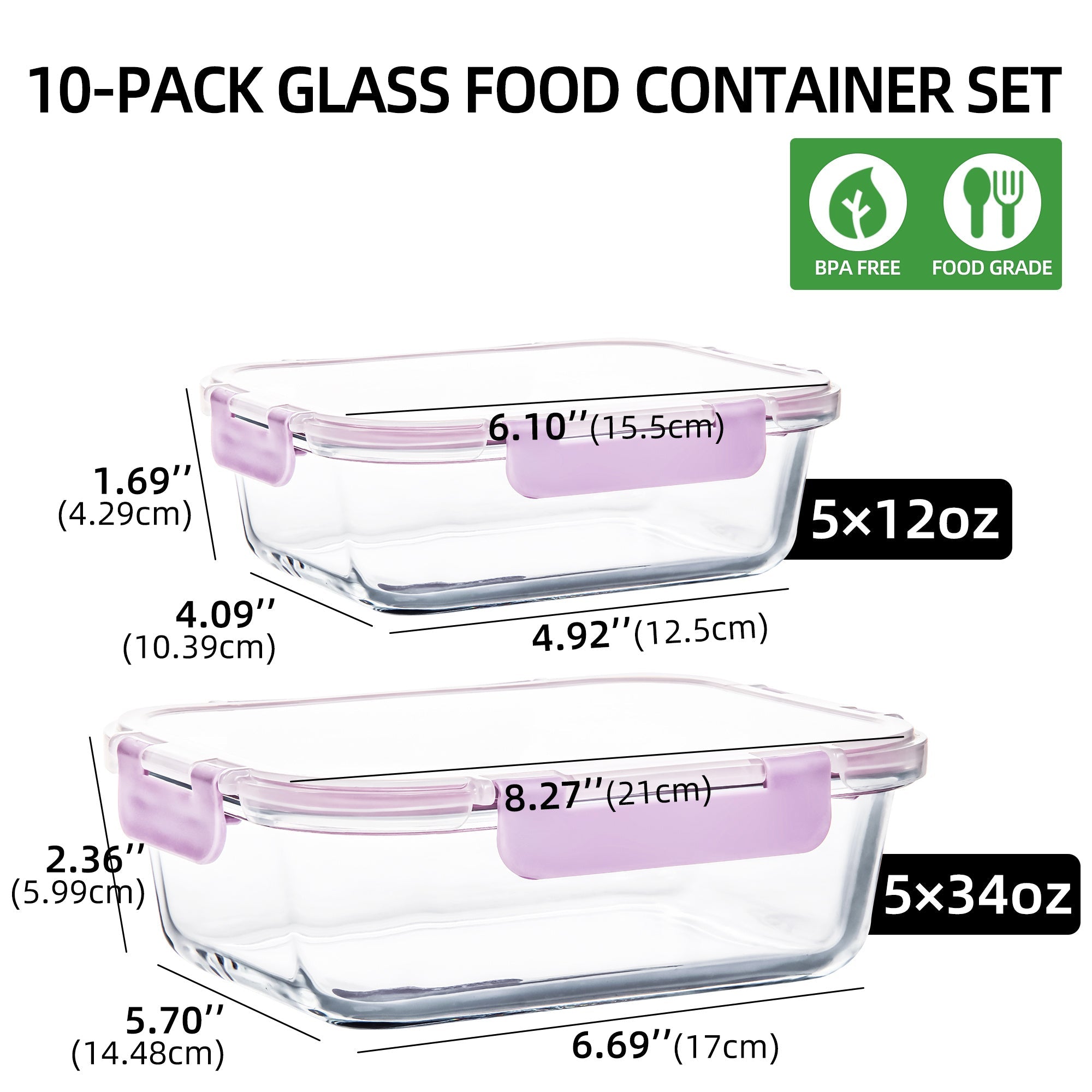 Ensemble de 10 contenants en verre borosilicate avec couvercles hermétiques - Cuisine Chez Nadine