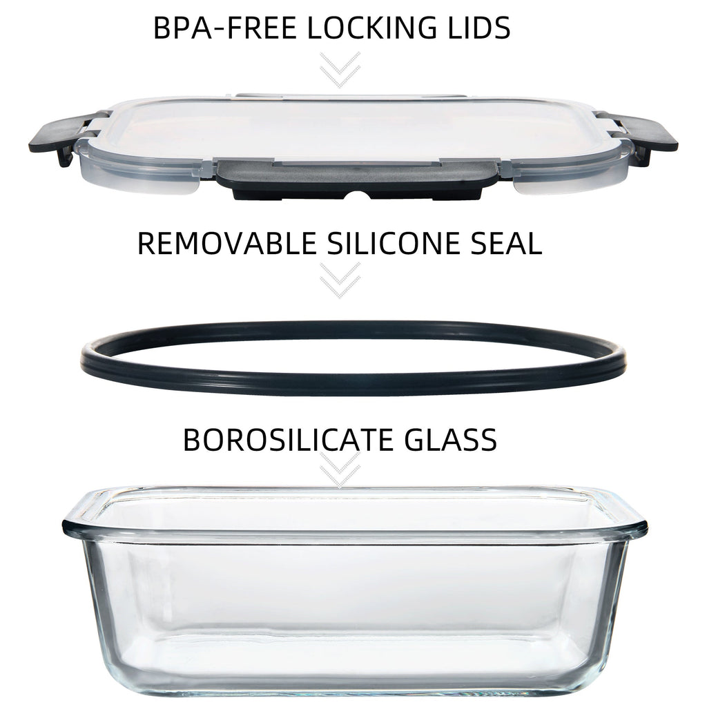 Ensemble de 10 contenants en verre borosilicate avec couvercles hermétiques - Cuisine Chez Nadine