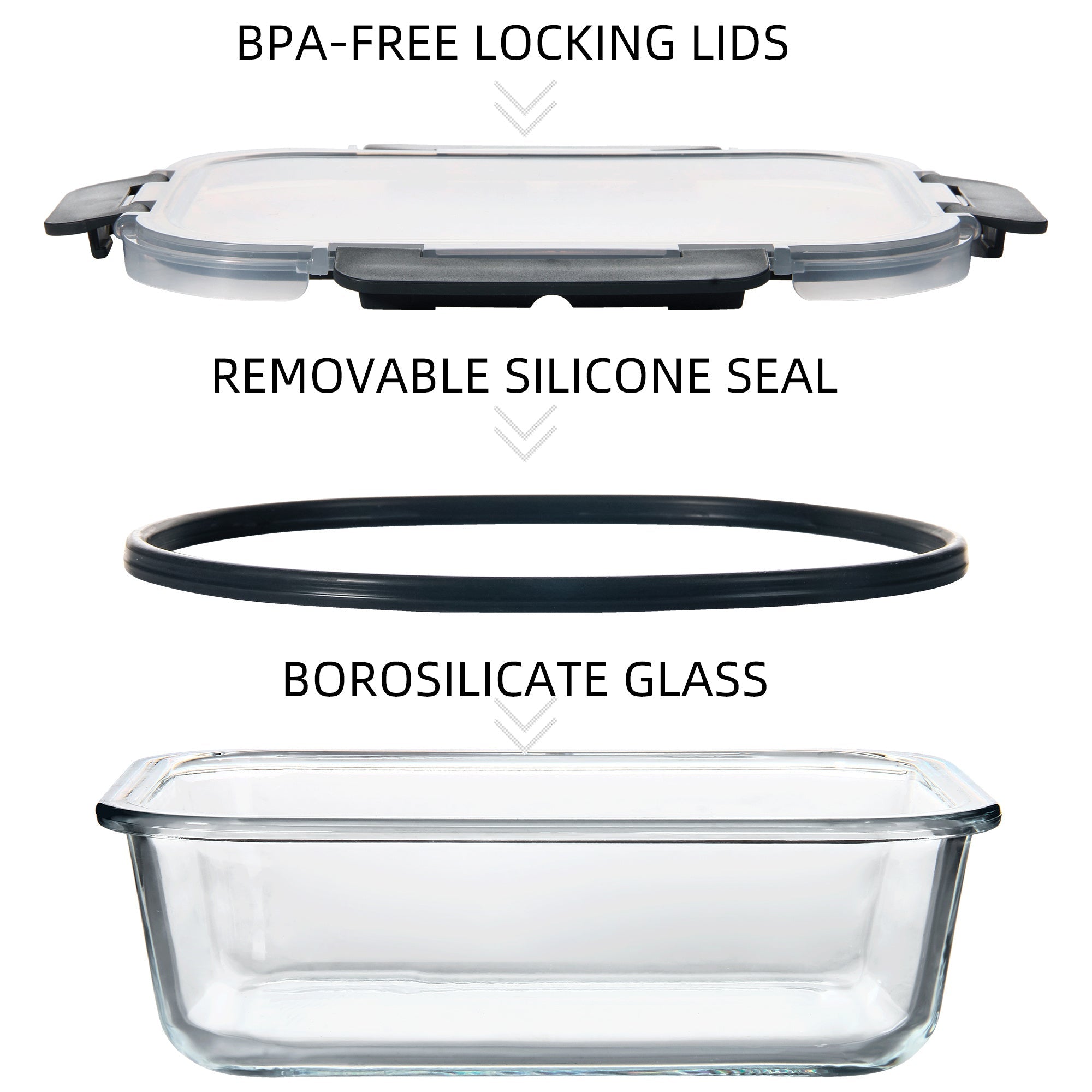 Ensemble de 10 contenants en verre borosilicate avec couvercles hermétiques - Cuisine Chez Nadine