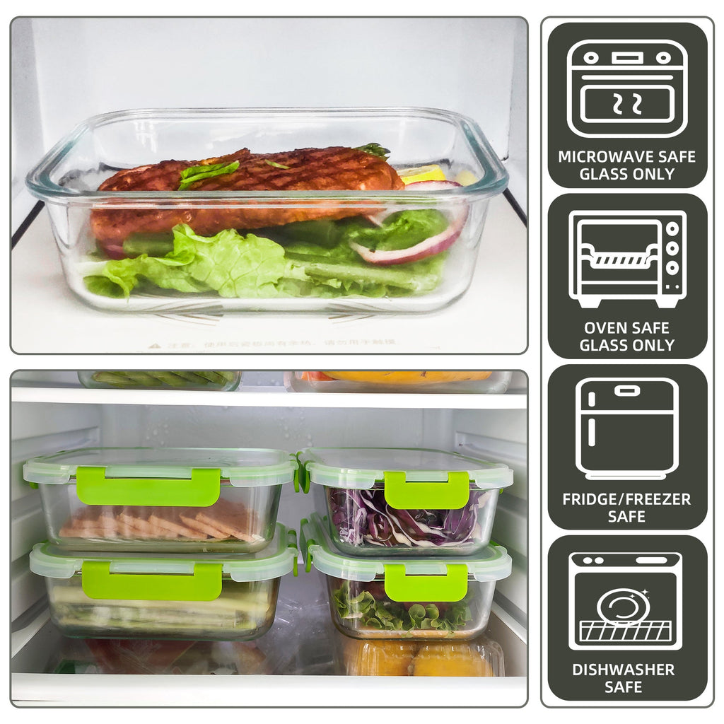 Ensemble de 10 contenants en verre borosilicate avec couvercles hermétiques - Cuisine Chez Nadine
