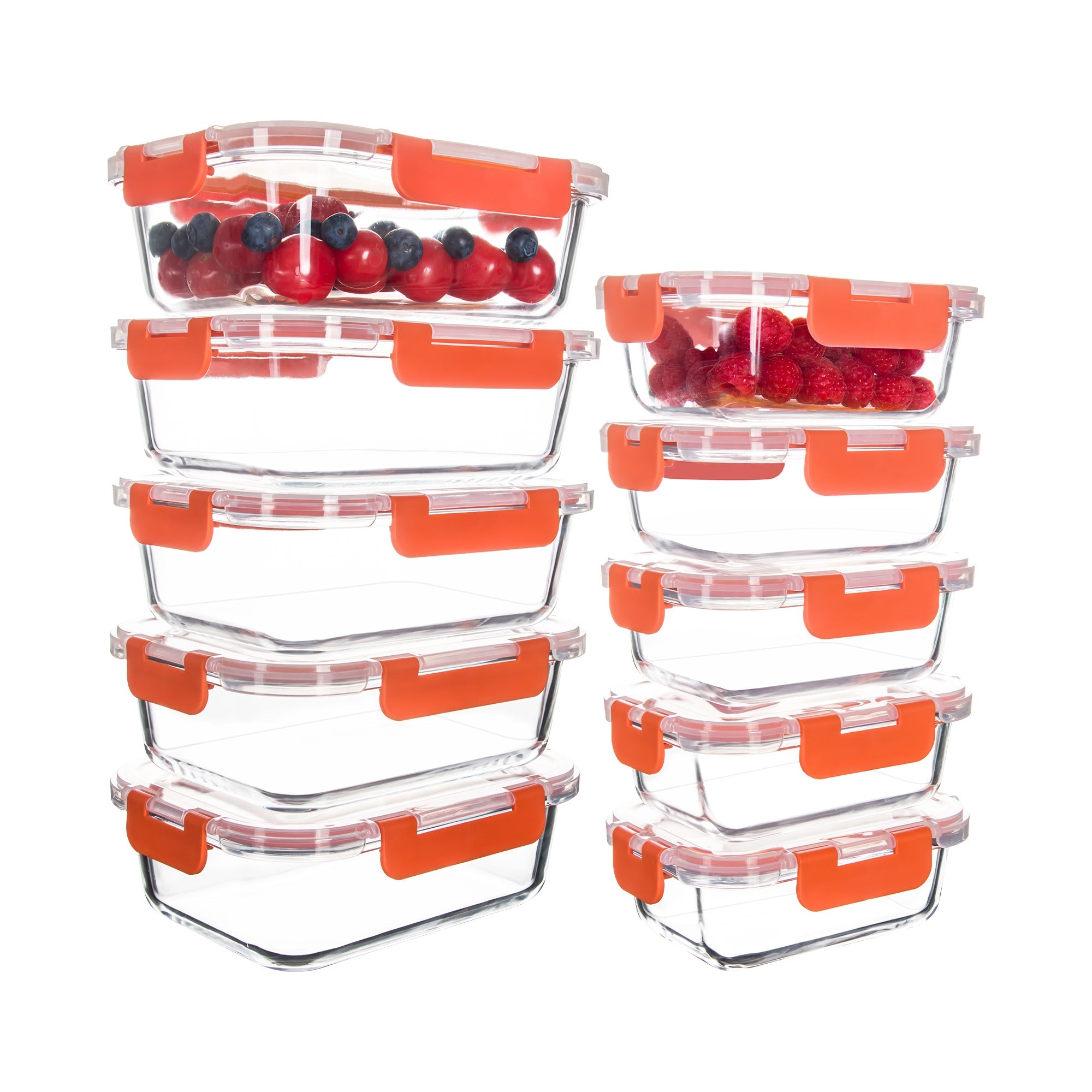 Ensemble de 10 contenants en verre borosilicate avec couvercles hermétiques - Cuisine Chez Nadine