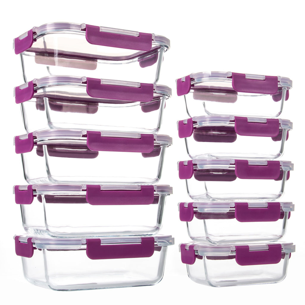 Ensemble de 10 contenants en verre borosilicate avec couvercles hermétiques - Cuisine Chez Nadine