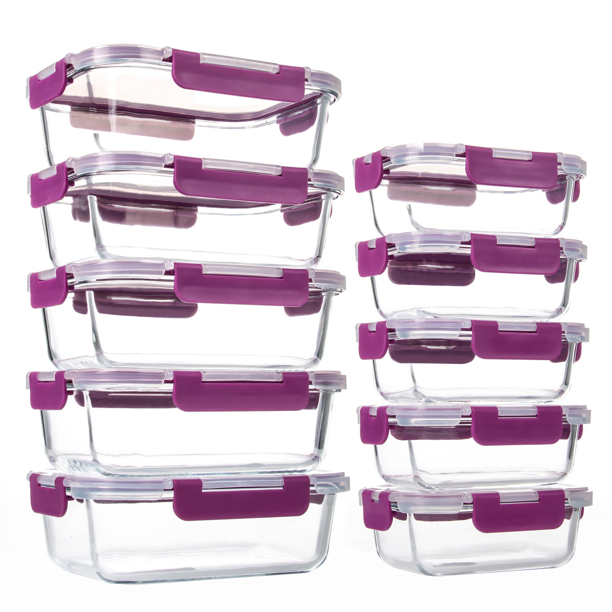 Ensemble de 10 contenants en verre borosilicate avec couvercles hermétiques - Cuisine Chez Nadine