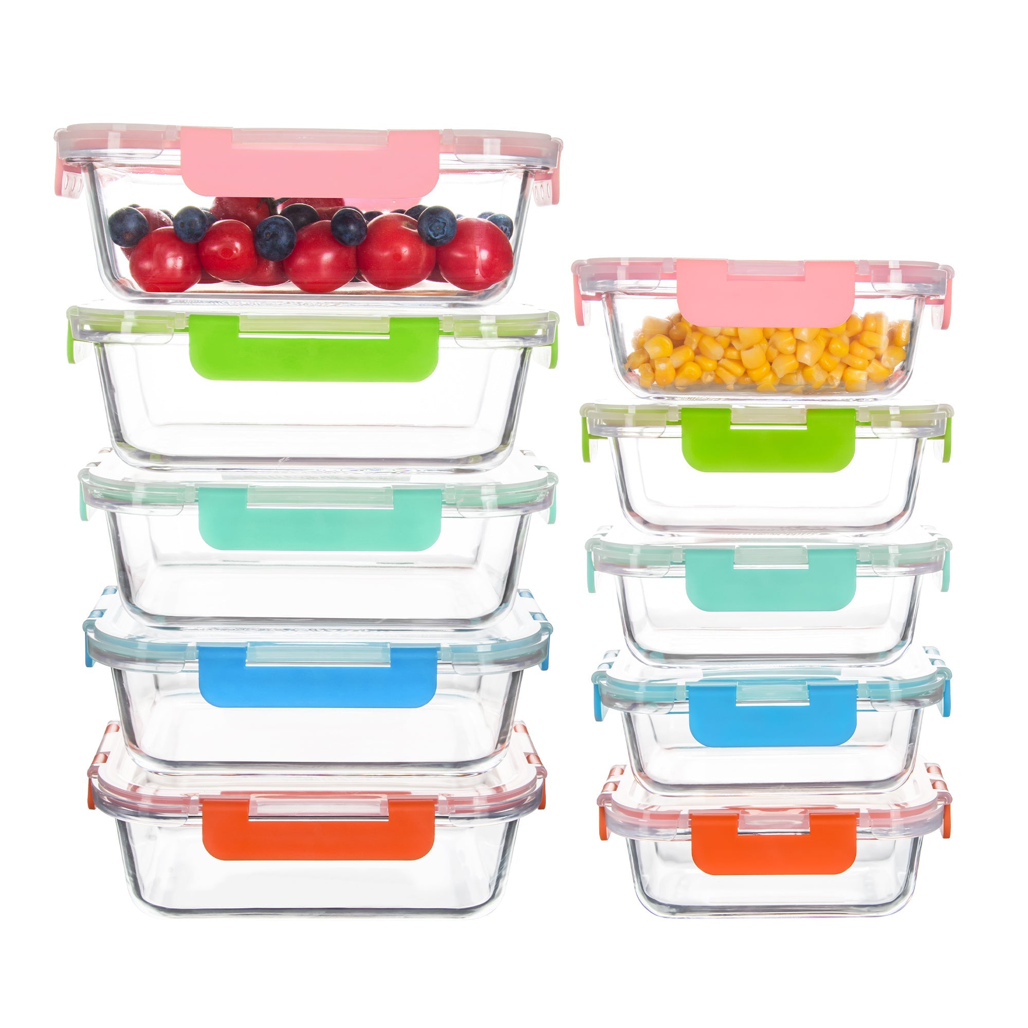 Ensemble de 10 contenants en verre borosilicate avec couvercles hermétiques - Cuisine Chez Nadine