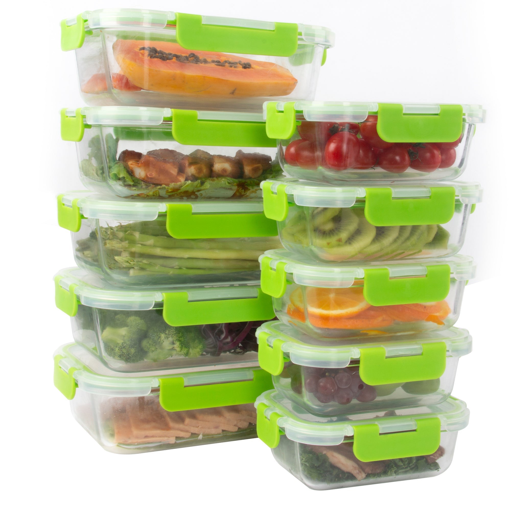 Ensemble de 10 contenants en verre borosilicate avec couvercles hermétiques - Cuisine Chez Nadine