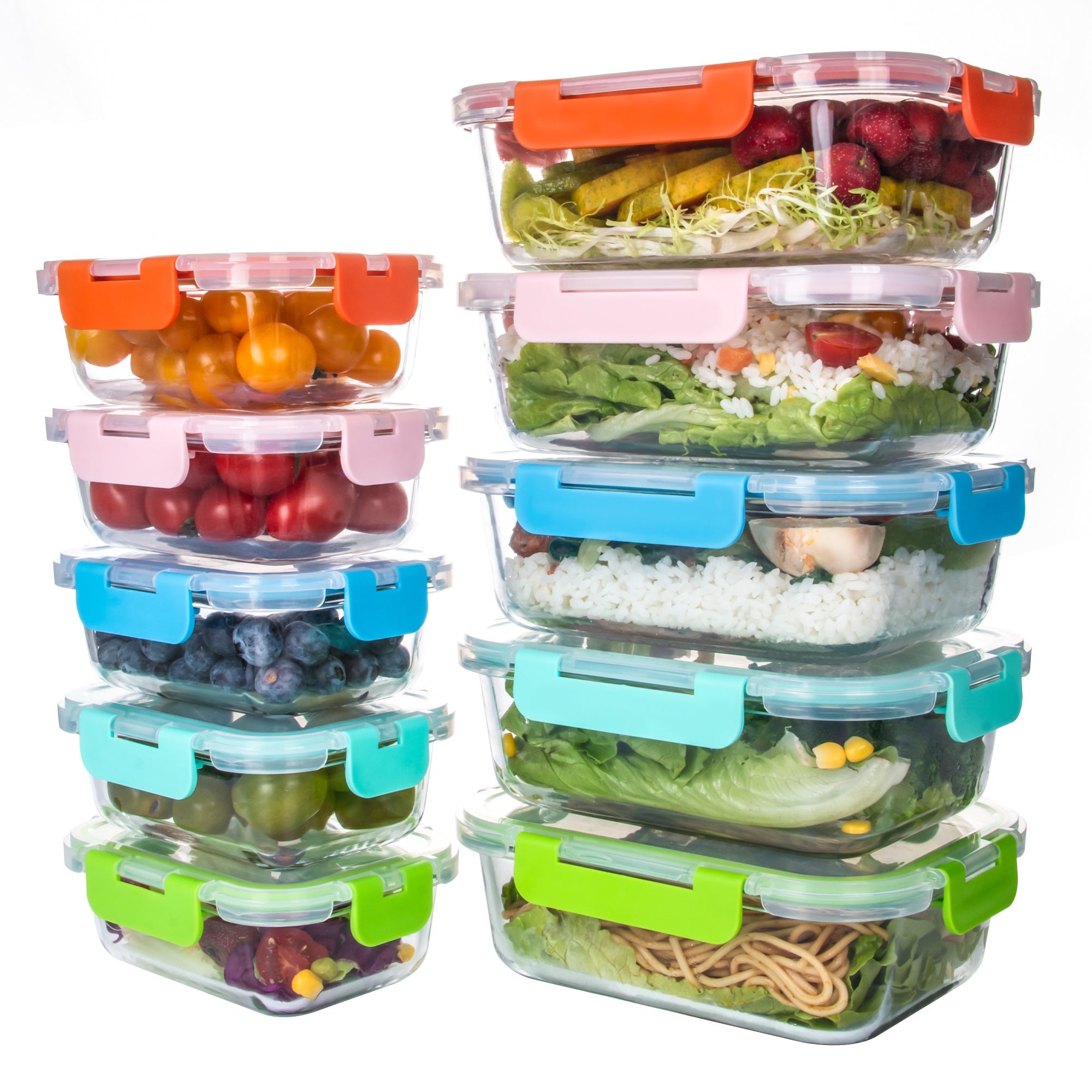 Ensemble de 10 contenants en verre borosilicate avec couvercles hermétiques - Cuisine Chez Nadine