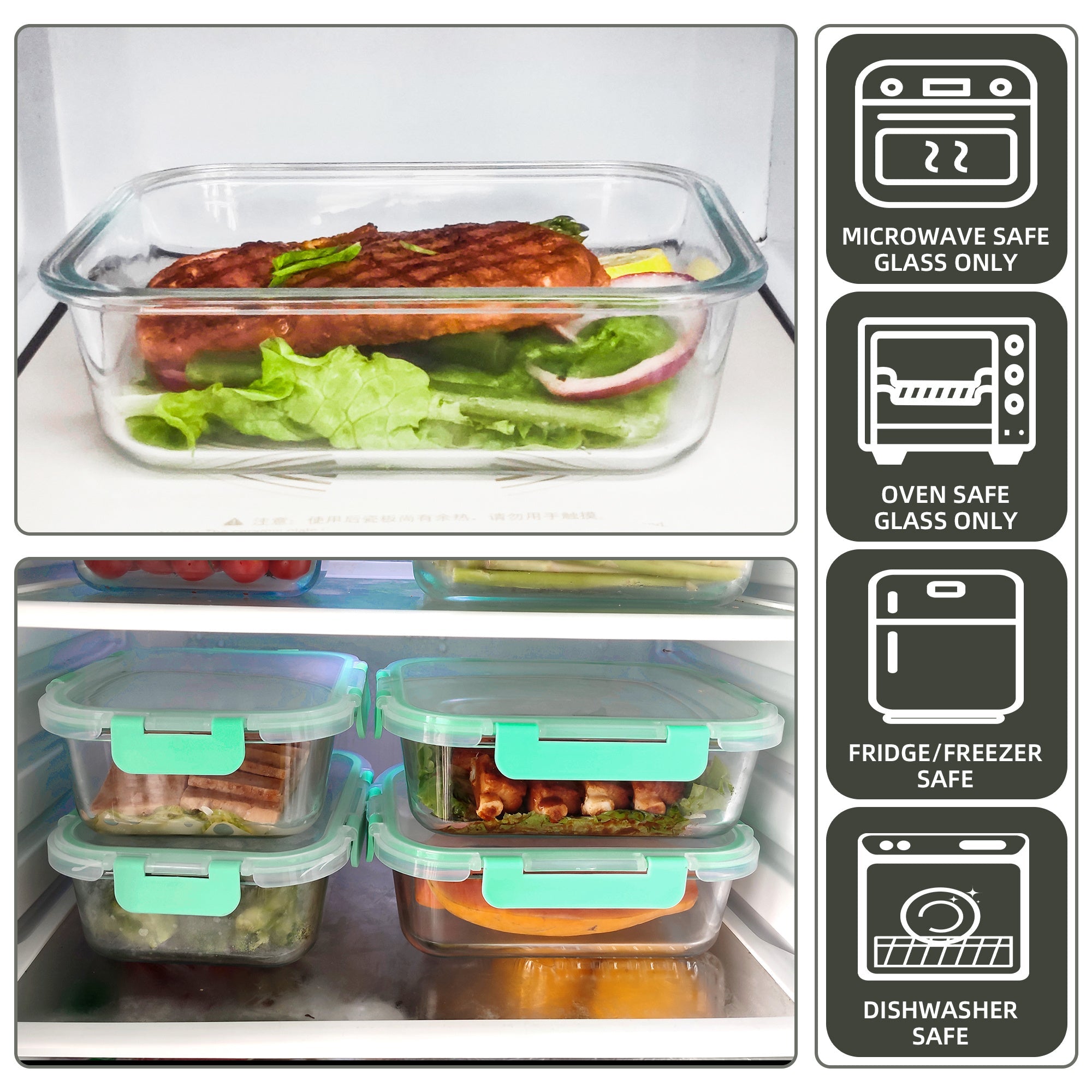 Ensemble de 10 contenants en verre borosilicate avec couvercles hermétiques - Cuisine Chez Nadine