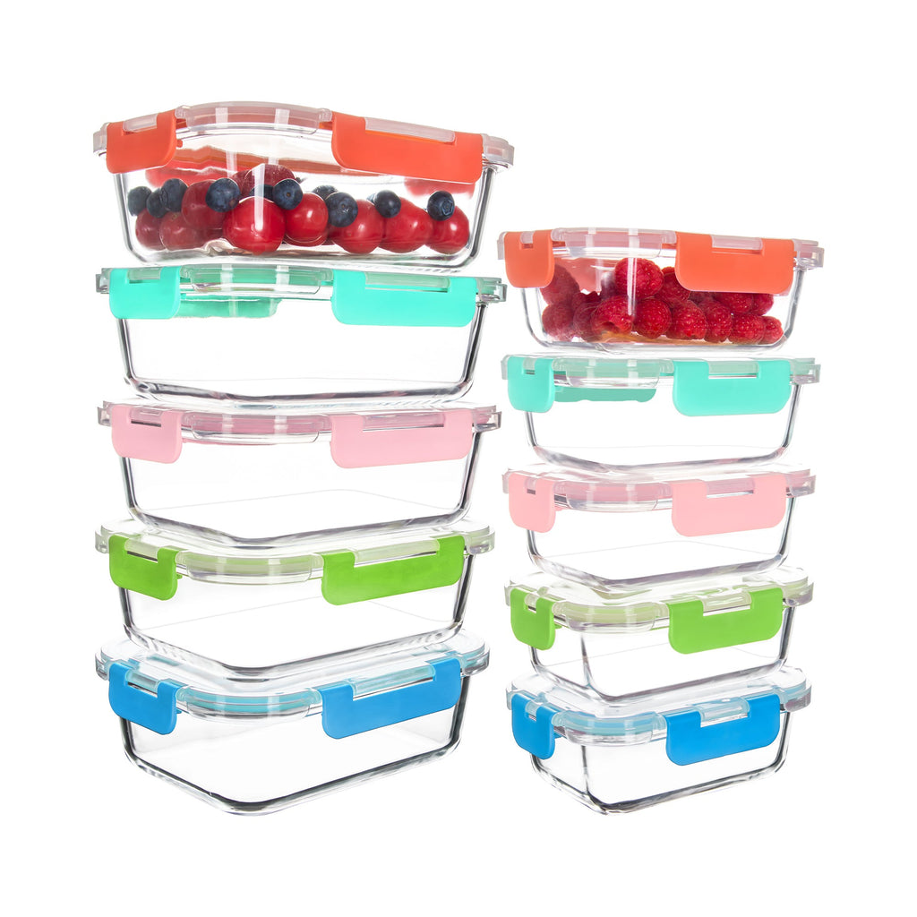 Ensemble de 10 contenants en verre borosilicate avec couvercles hermétiques - Cuisine Chez Nadine