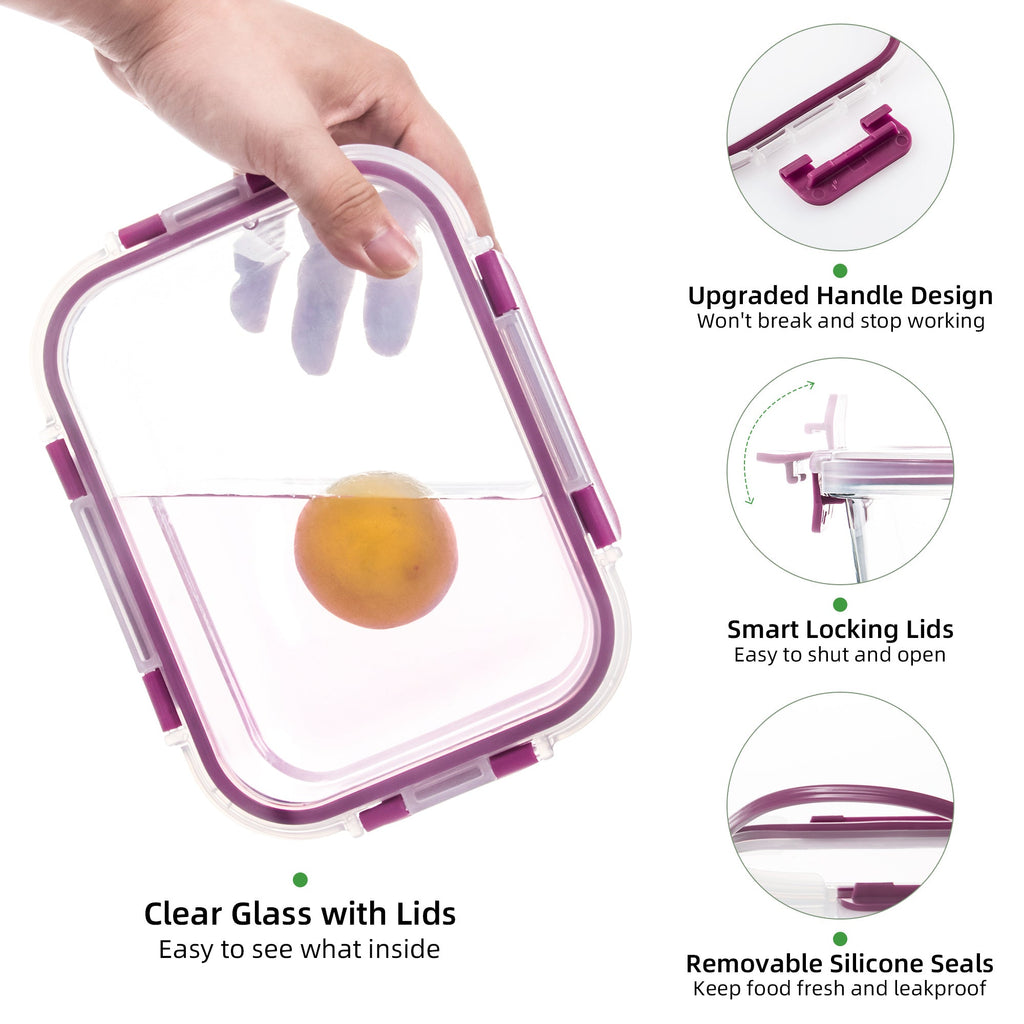 Ensemble de 10 contenants en verre borosilicate avec couvercles hermétiques - Cuisine Chez Nadine
