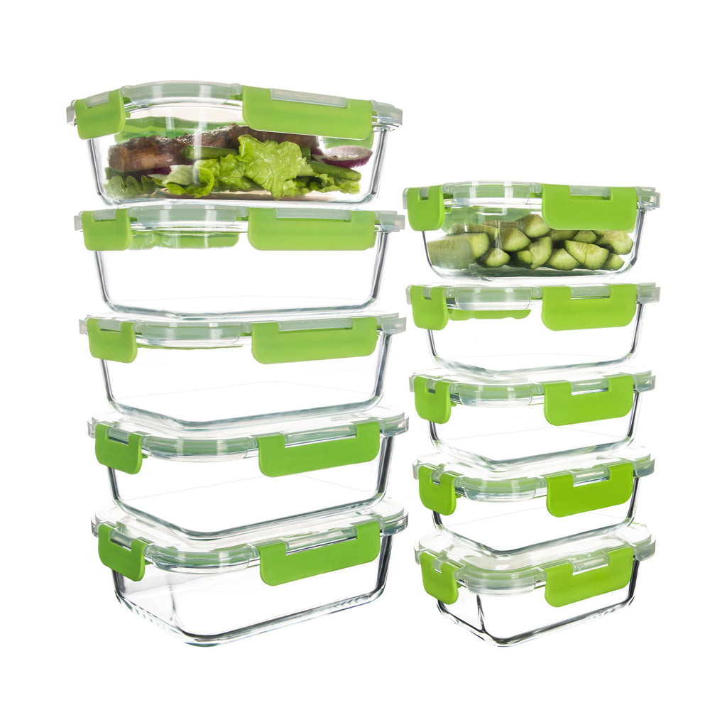 Ensemble de 10 contenants en verre borosilicate avec couvercles hermétiques - Cuisine Chez Nadine