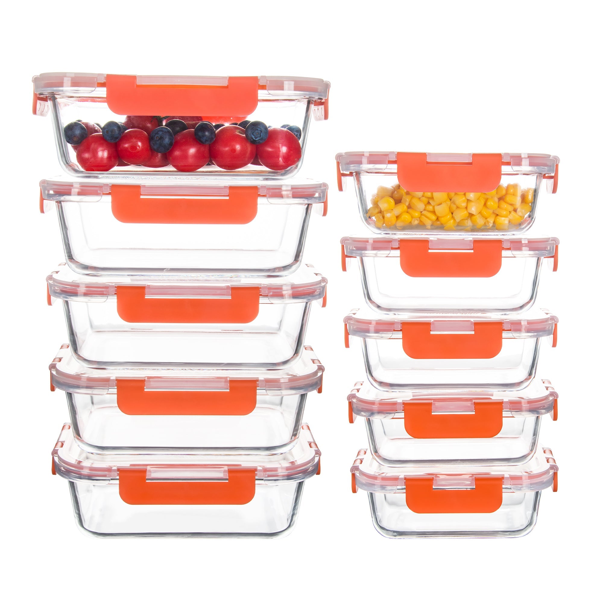Ensemble de 10 contenants en verre borosilicate avec couvercles hermétiques - Cuisine Chez Nadine