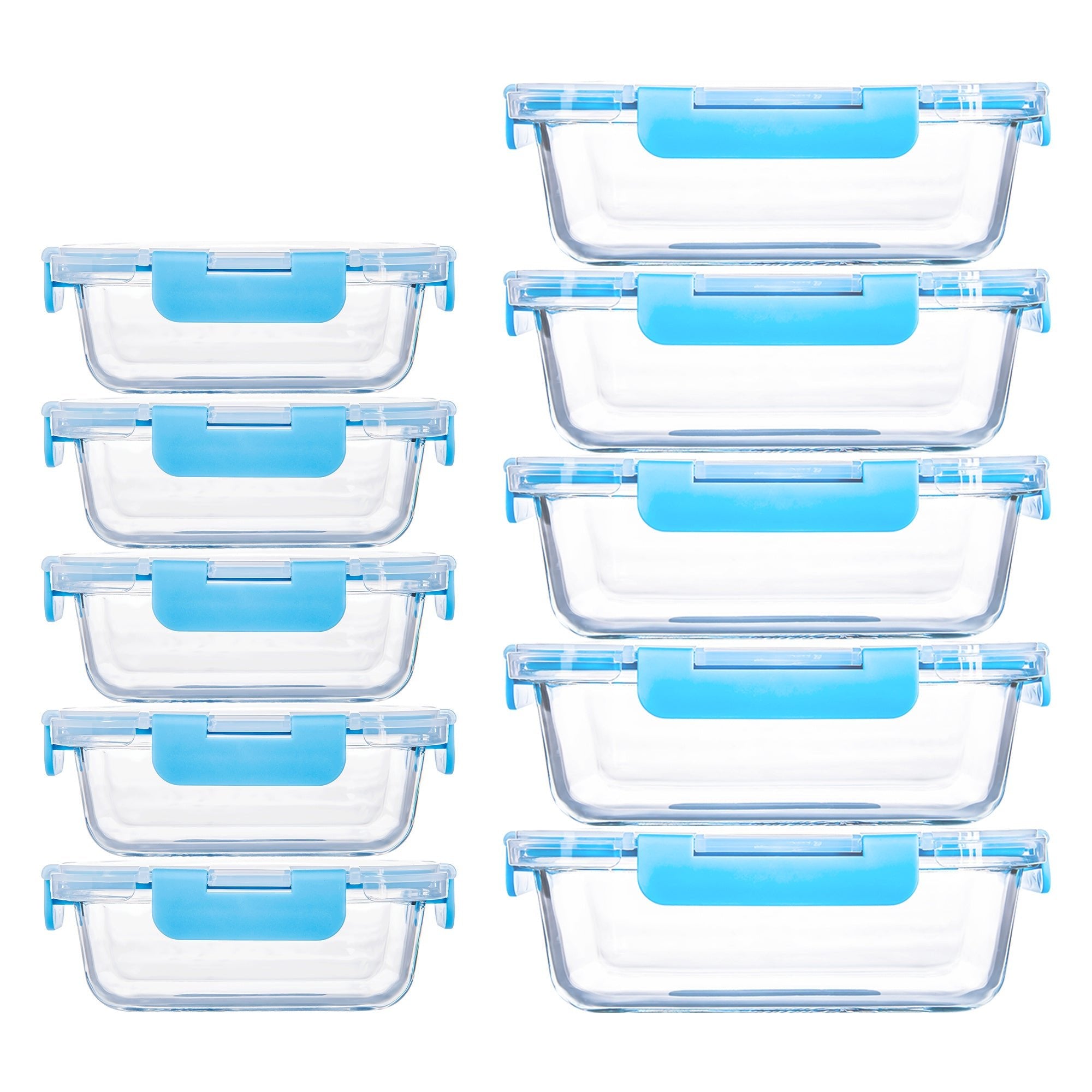 Ensemble de 10 contenants en verre borosilicate avec couvercles hermétiques - Cuisine Chez Nadine
