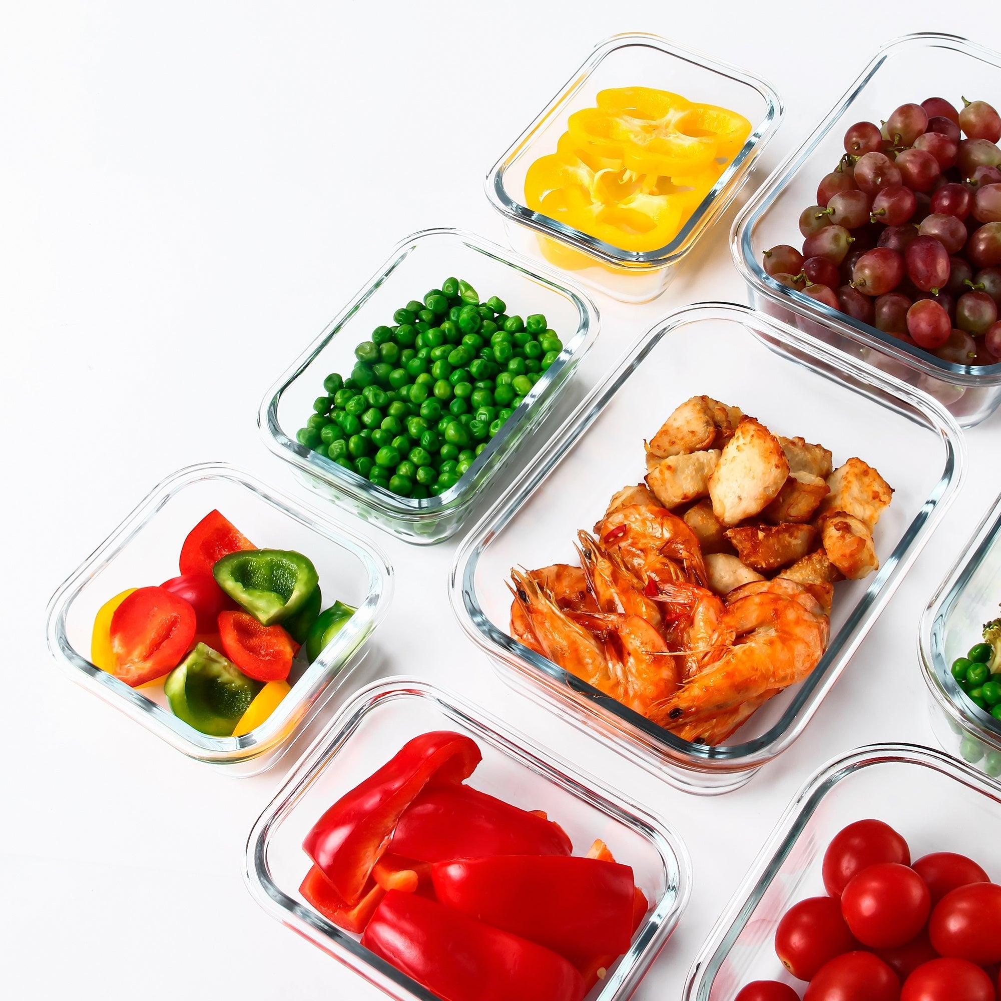 Ensemble de 10 contenants en verre borosilicate avec couvercles hermétiques - Cuisine Chez Nadine
