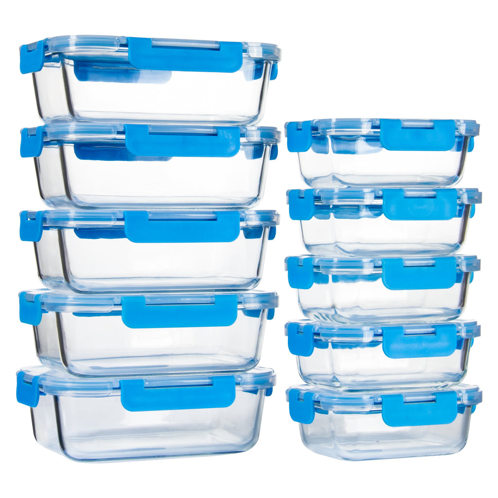 Ensemble de 10 contenants en verre borosilicate avec couvercles hermétiques - Cuisine Chez Nadine