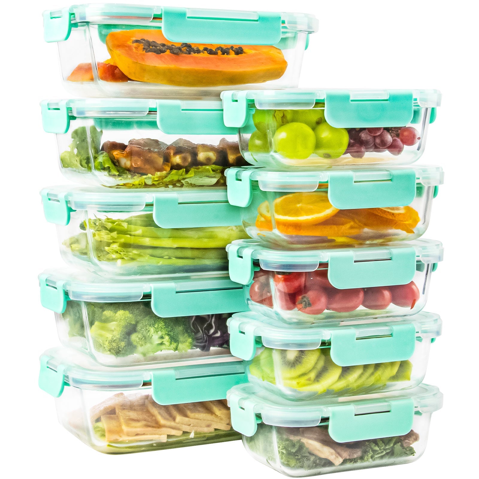 Ensemble de 10 contenants en verre borosilicate avec couvercles hermétiques - Cuisine Chez Nadine