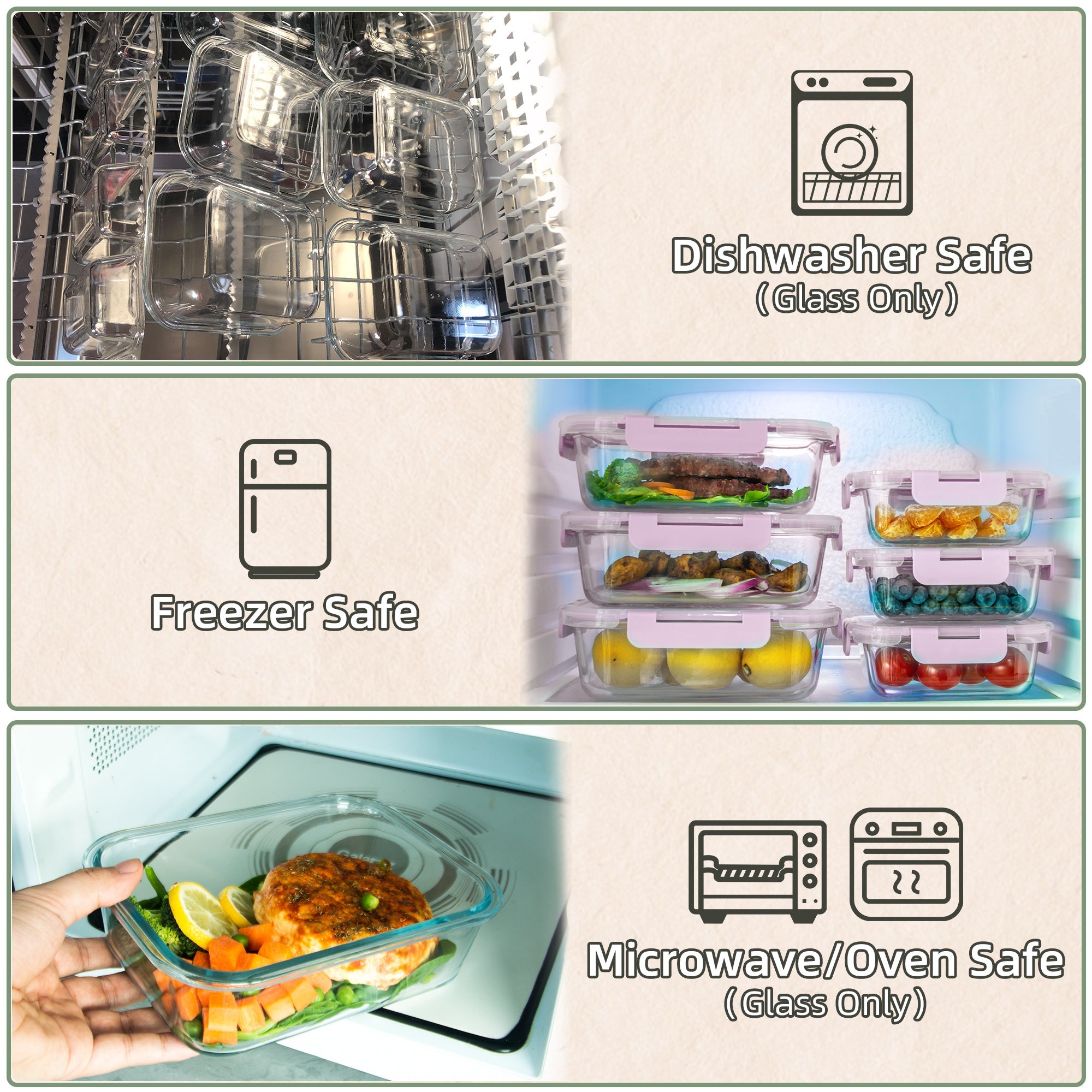 Ensemble de 10 contenants en verre borosilicate avec couvercles hermétiques - Cuisine Chez Nadine