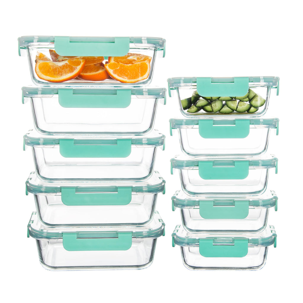 Ensemble de 10 contenants en verre borosilicate avec couvercles hermétiques - Cuisine Chez Nadine
