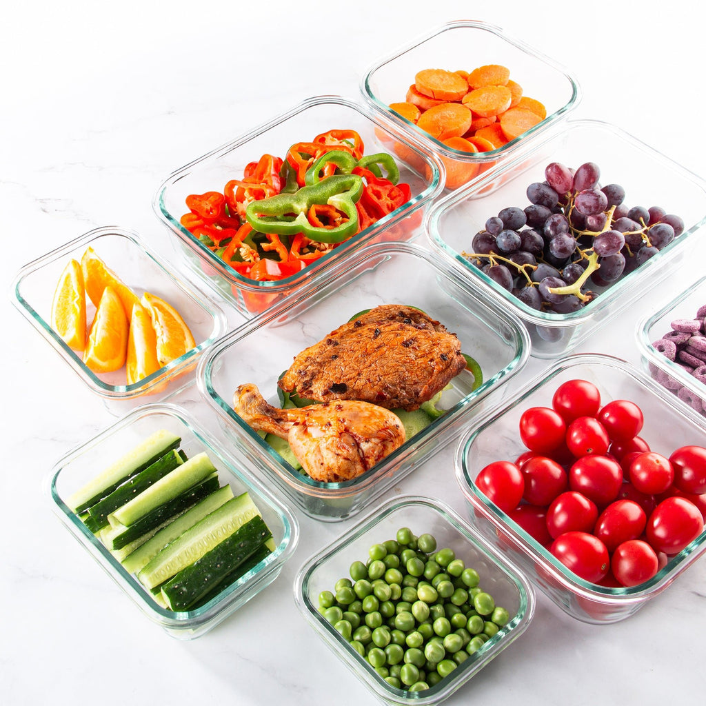 Ensemble de 10 contenants en verre borosilicate avec couvercles hermétiques - Cuisine Chez Nadine
