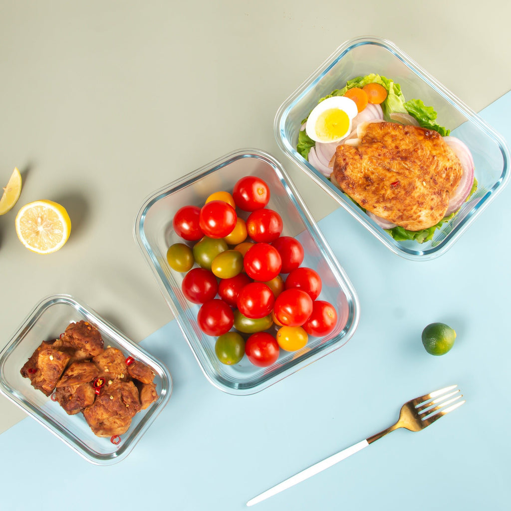Ensemble de 10 contenants en verre borosilicate avec couvercles hermétiques - Cuisine Chez Nadine