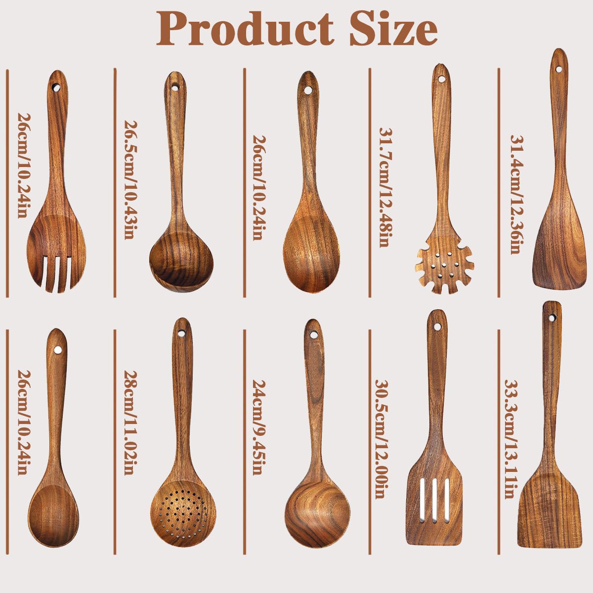 Ensemble de 10 Ustensiles de Cuisine en Bois Naturel - Cuisine Chez Nadine