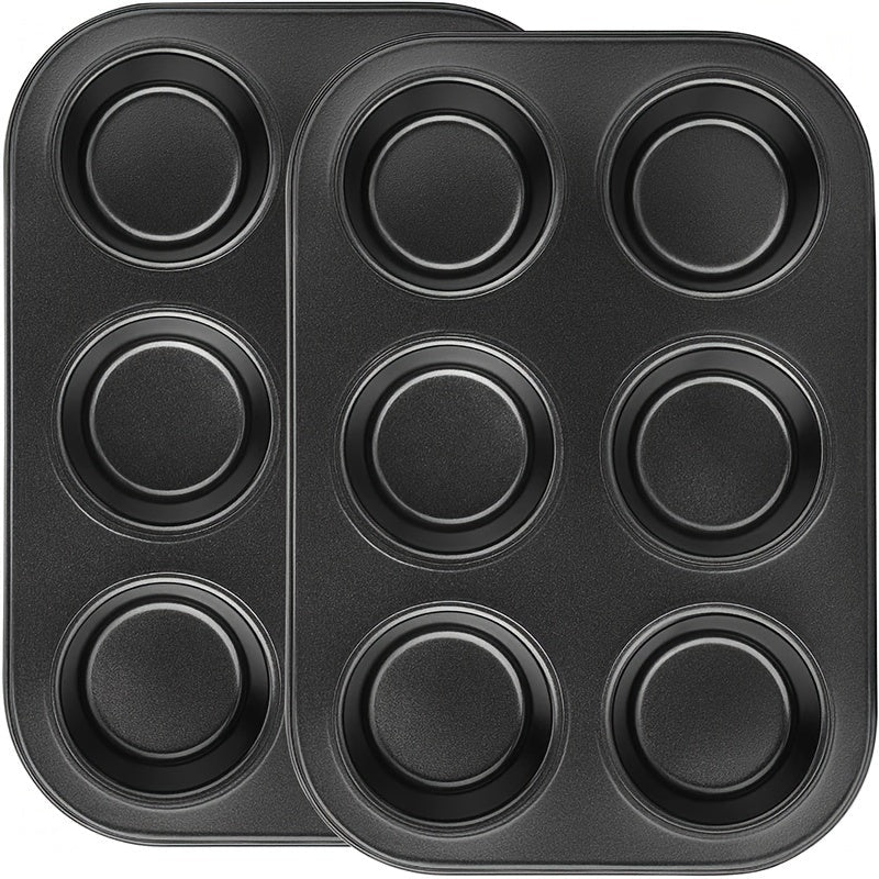 Ensemble de 2 moules à muffins antiadhésifs 10,4" x 7" - Acier au carbone pour cupcakes et puddings - Cuisine Chez Nadine