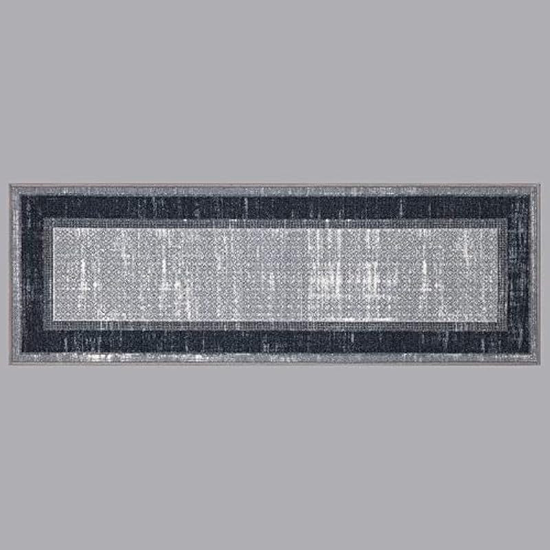 Ensemble de 2 tapis de passage en coton égyptien avec bordure et dos antidérapant - Cuisine Chez Nadine