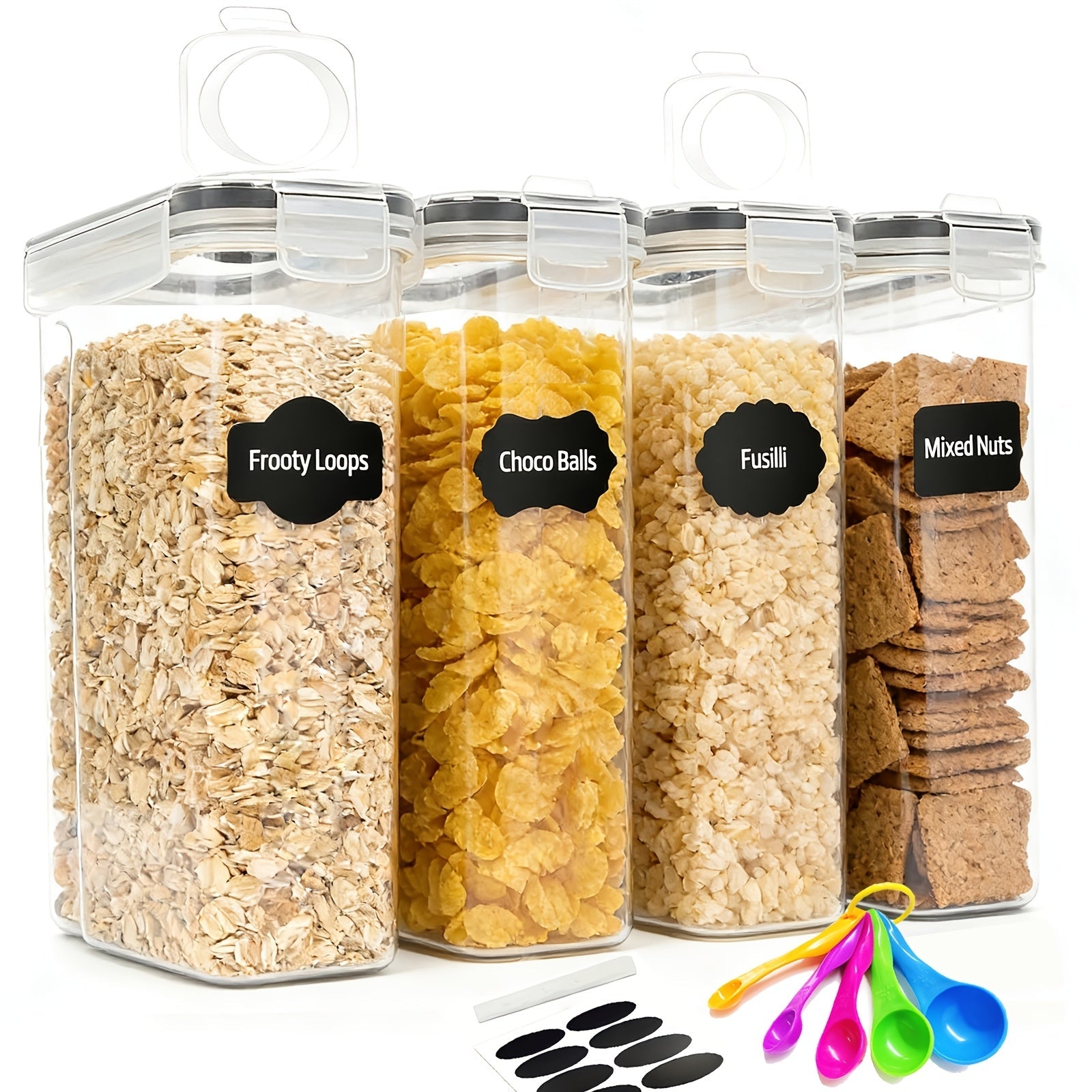 Ensemble de 4 grands contenants hermétiques 4L - Sans BPA pour céréales et aliments en vrac - Cuisine Chez Nadine