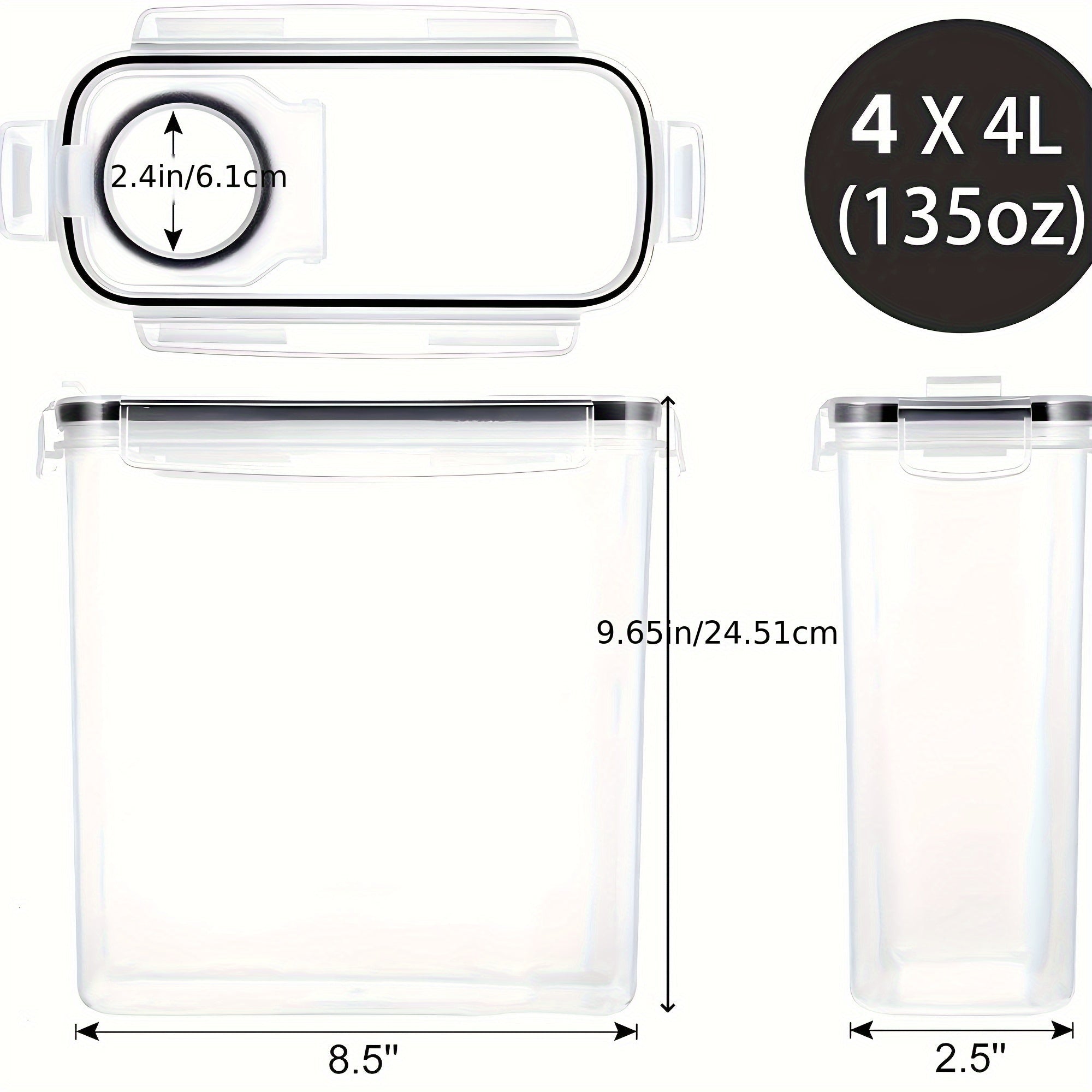 Ensemble de 4 grands contenants hermétiques 4L - Sans BPA pour céréales et aliments en vrac - Cuisine Chez Nadine