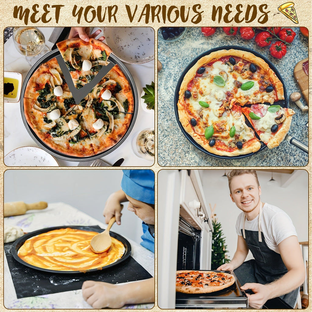 Ensemble de 4 plaques à pizza en acier au carbone - Moules à tartes et pâtisserie compatibles induction - Cuisine Chez Nadine