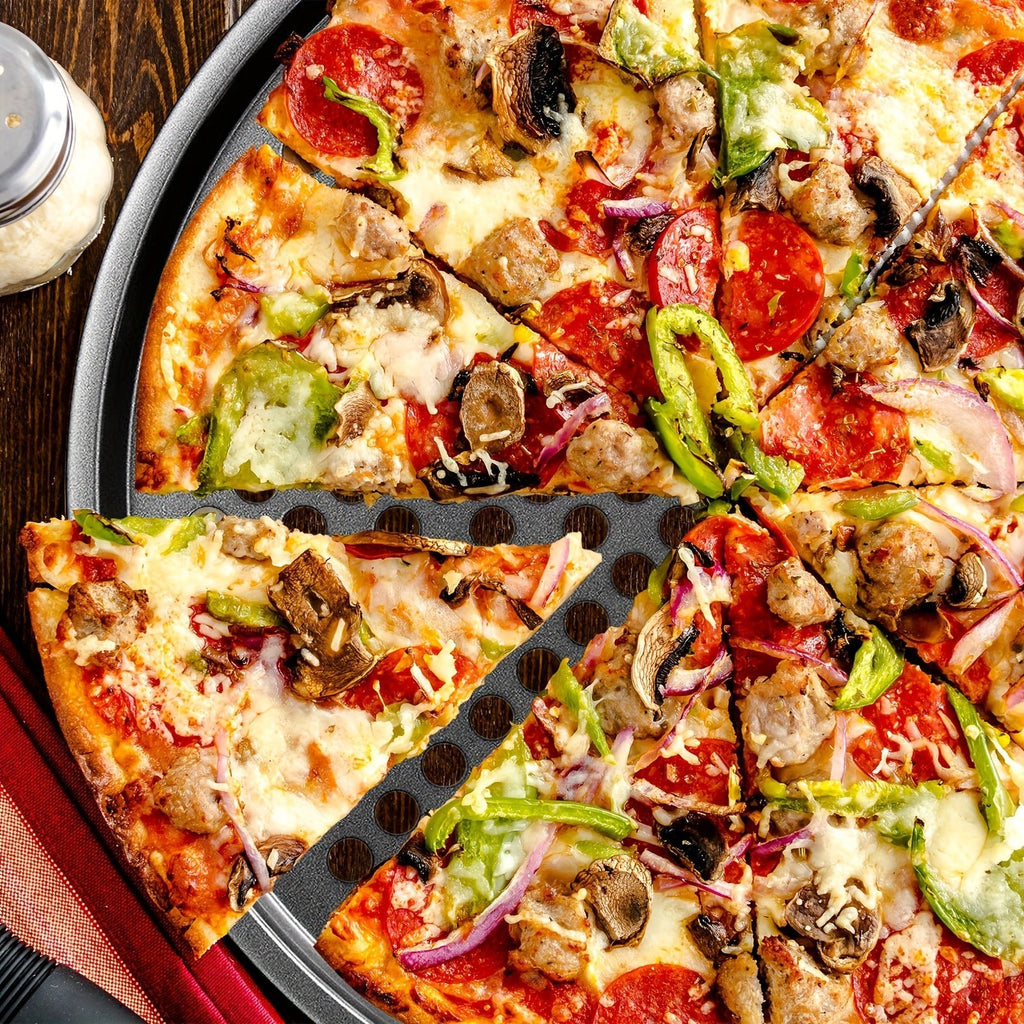 Ensemble de 4 plaques à pizza en acier au carbone - Moules à tartes et pâtisserie compatibles induction - Cuisine Chez Nadine