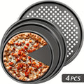 Ensemble de 4 plaques à pizza en acier au carbone - Moules à tartes et pâtisserie compatibles induction - Cuisine Chez Nadine