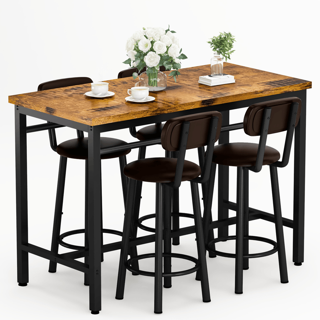 Ensemble de 5 Pièces Table Bar et Chaises LAMERGE Style Industriel 43,3" - Cuisine Chez Nadine