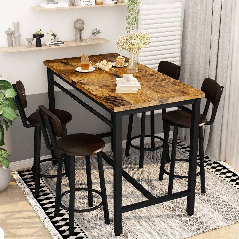 Ensemble de 5 Pièces Table Bar et Chaises LAMERGE Style Industriel 43,3" - Cuisine Chez Nadine