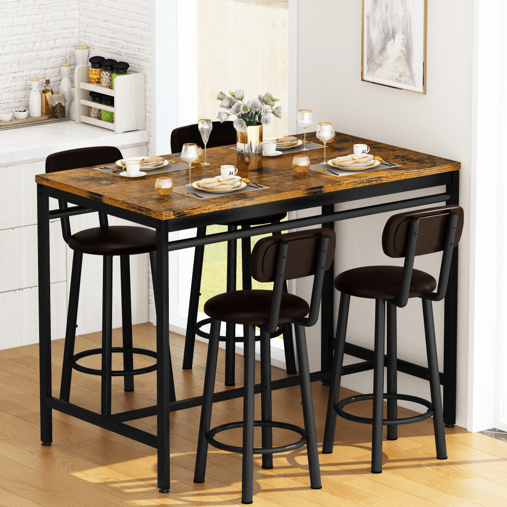Ensemble de 5 Pièces Table Bar et Chaises LAMERGE Style Industriel 43,3" - Cuisine Chez Nadine
