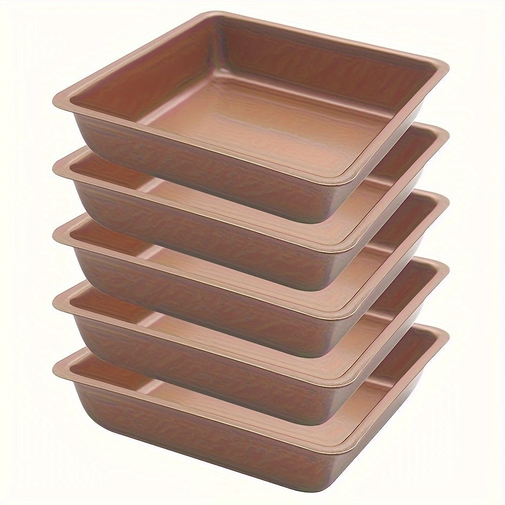 Ensemble de 5 plaques de cuisson carrées antiadhésives - Acier au carbone pour gâteaux, biscuits et pâtisseries - Cuisine Chez Nadine