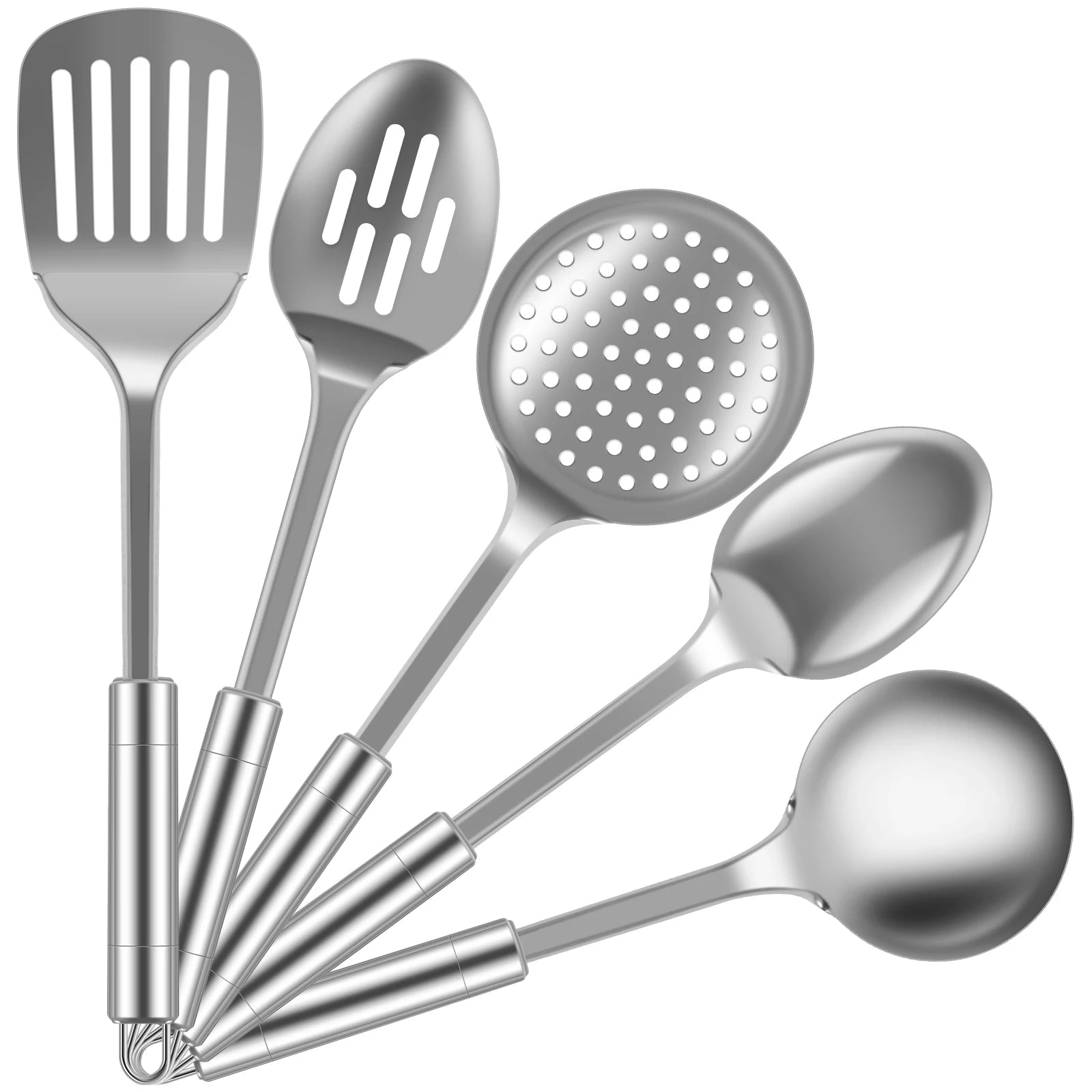 Ensemble de 5 Ustensiles de Cuisine en Acier Inoxydable - Kit Durable Lavable pour Cuisson - Cuisine Chez Nadine