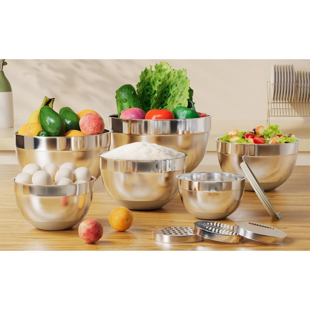 Ensemble de 6 Bols Mélangeurs en Acier Inoxydable avec Couvercles - Cuisine Chez Nadine