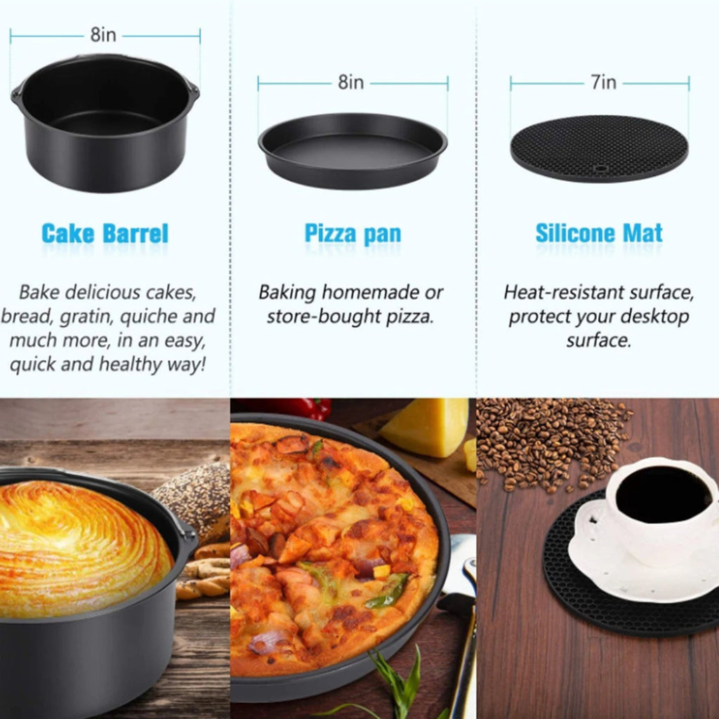 Ensemble de 8 Accessoires pour Friteuse à Air - Kit Complet Antiadhésif 9 Pouces - Cuisine Chez Nadine