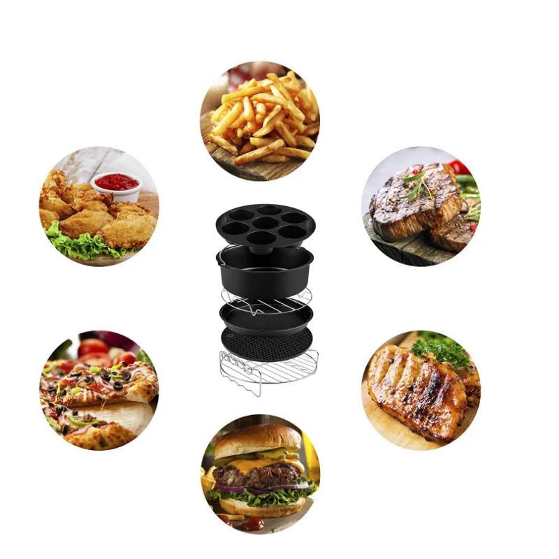 Ensemble de 8 Accessoires pour Friteuse à Air - Kit Complet Antiadhésif 9 Pouces - Cuisine Chez Nadine