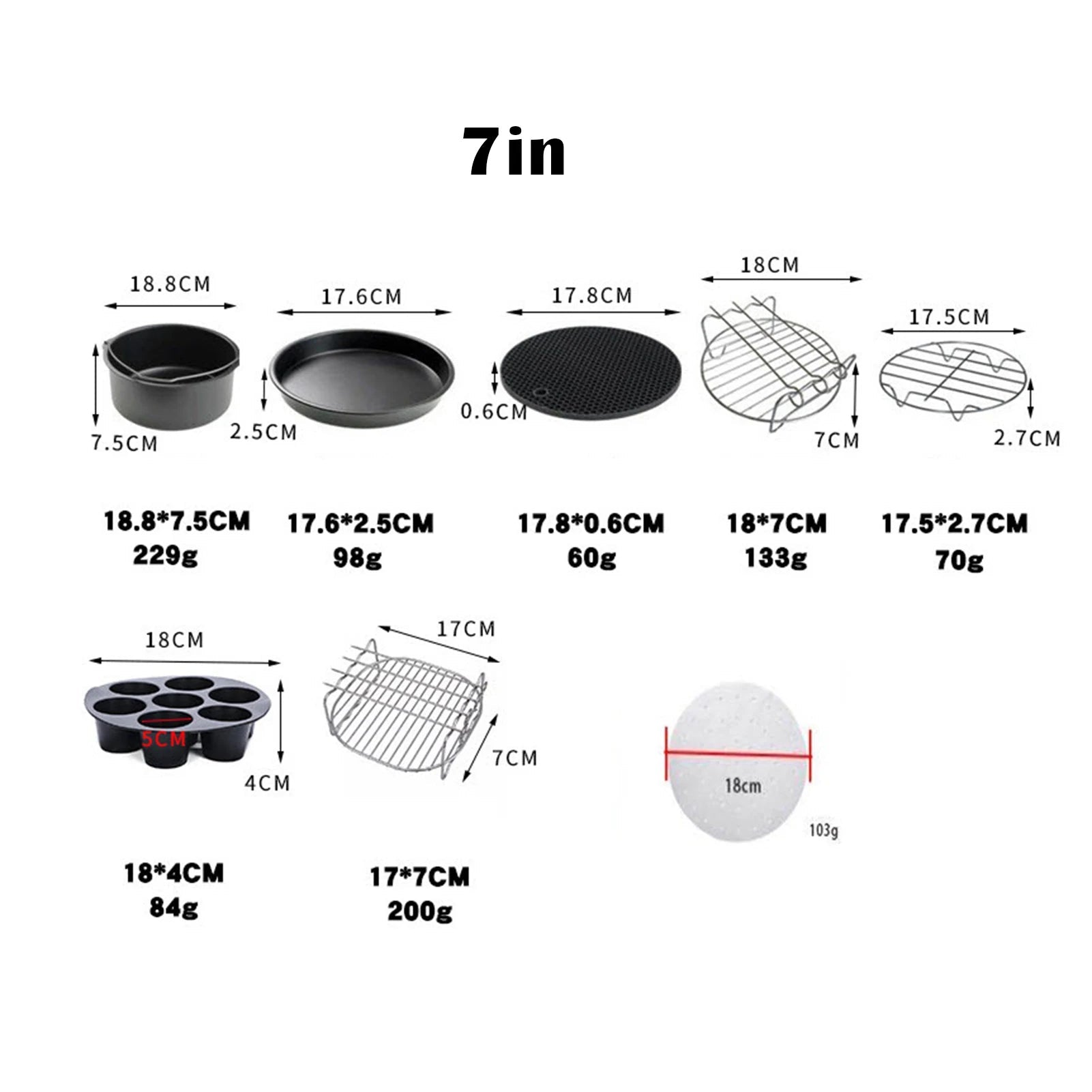 Ensemble de 8 Accessoires pour Friteuse à Air - Kit Complet Antiadhésif 9 Pouces - Cuisine Chez Nadine