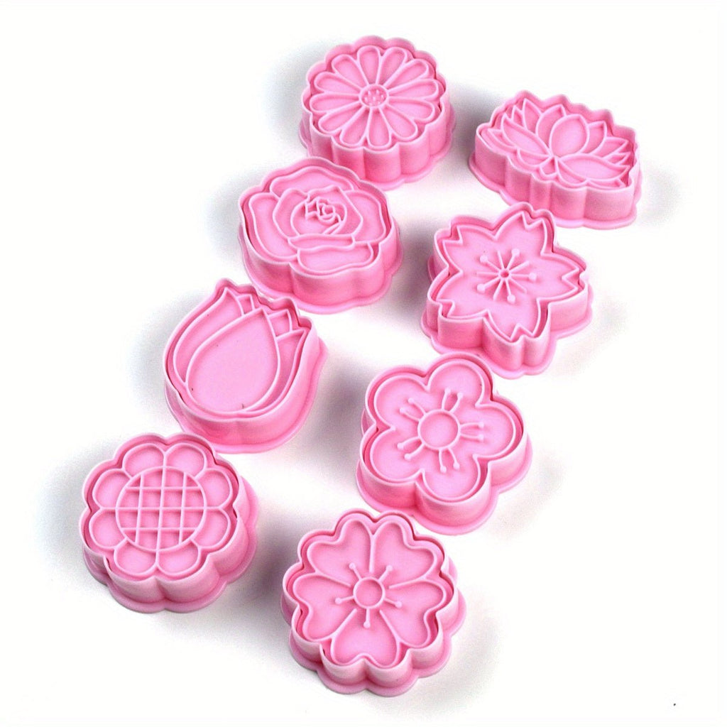 Ensemble de 8 emporte - pièces fleurs avec embosseurs - Lotus, rose, marguerite, sakura - Cuisine Chez Nadine