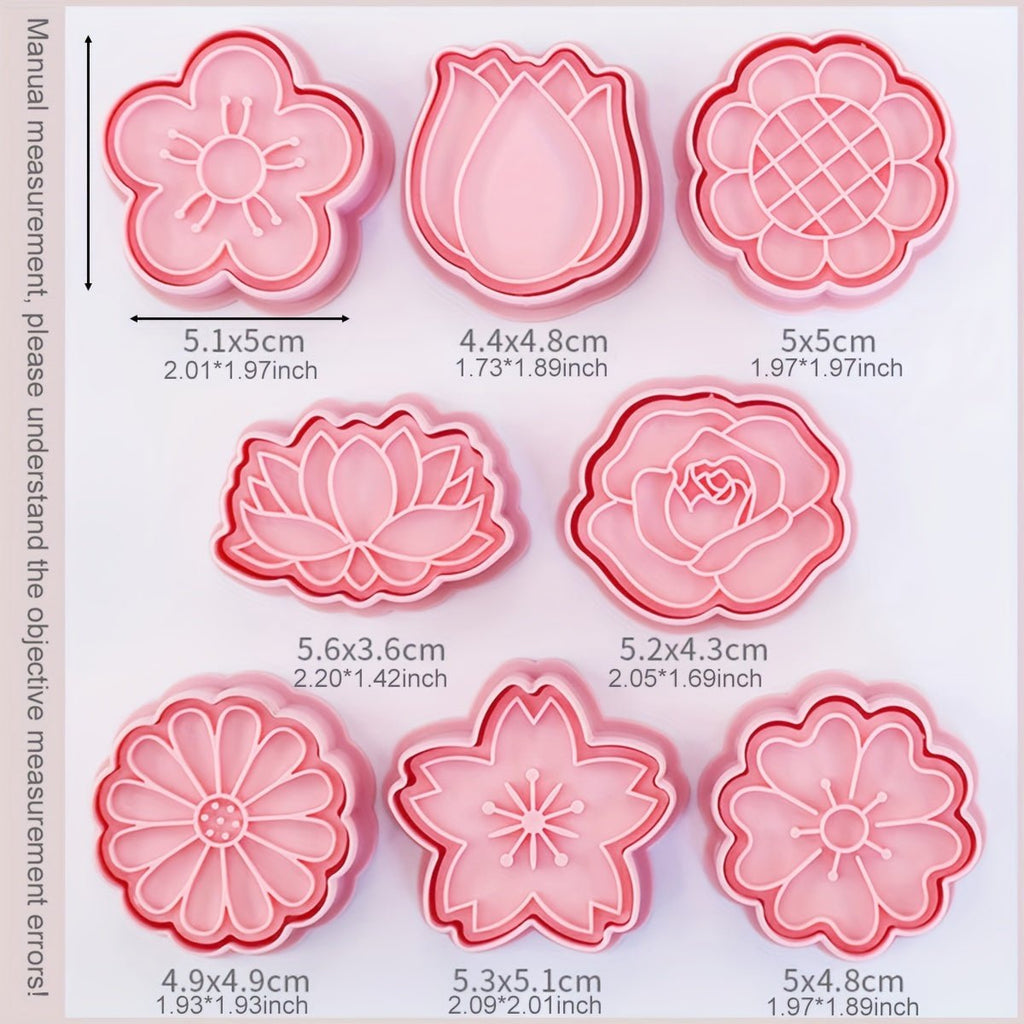 Ensemble de 8 emporte - pièces fleurs avec embosseurs - Lotus, rose, marguerite, sakura - Cuisine Chez Nadine