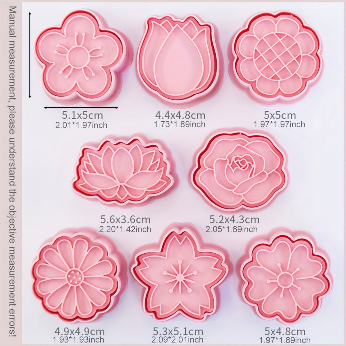Ensemble de 8 emporte - pièces fleurs avec embosseurs - Lotus, rose, marguerite, sakura - Cuisine Chez Nadine