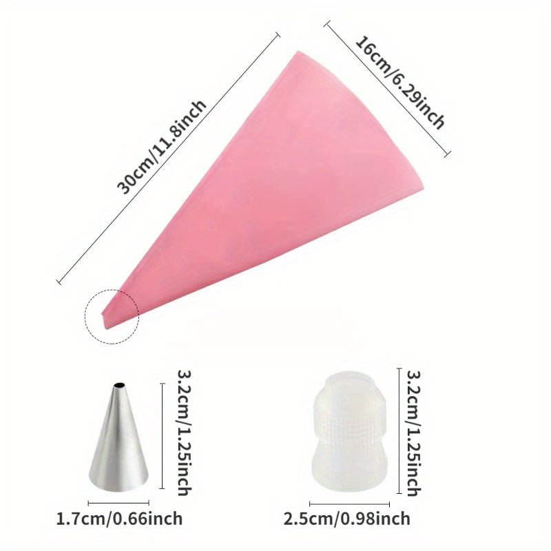 Ensemble de 8 poches à douille en silicone avec 6 embouts en acier inoxydable - Kit de décoration de gâteaux - Cuisine Chez Nadine