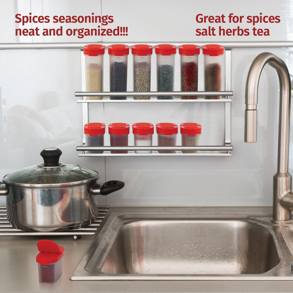 Ensemble de 8 pots à épices SIGNORA WARE hermétiques avec couvercles double fonction - Cuisine Chez Nadine