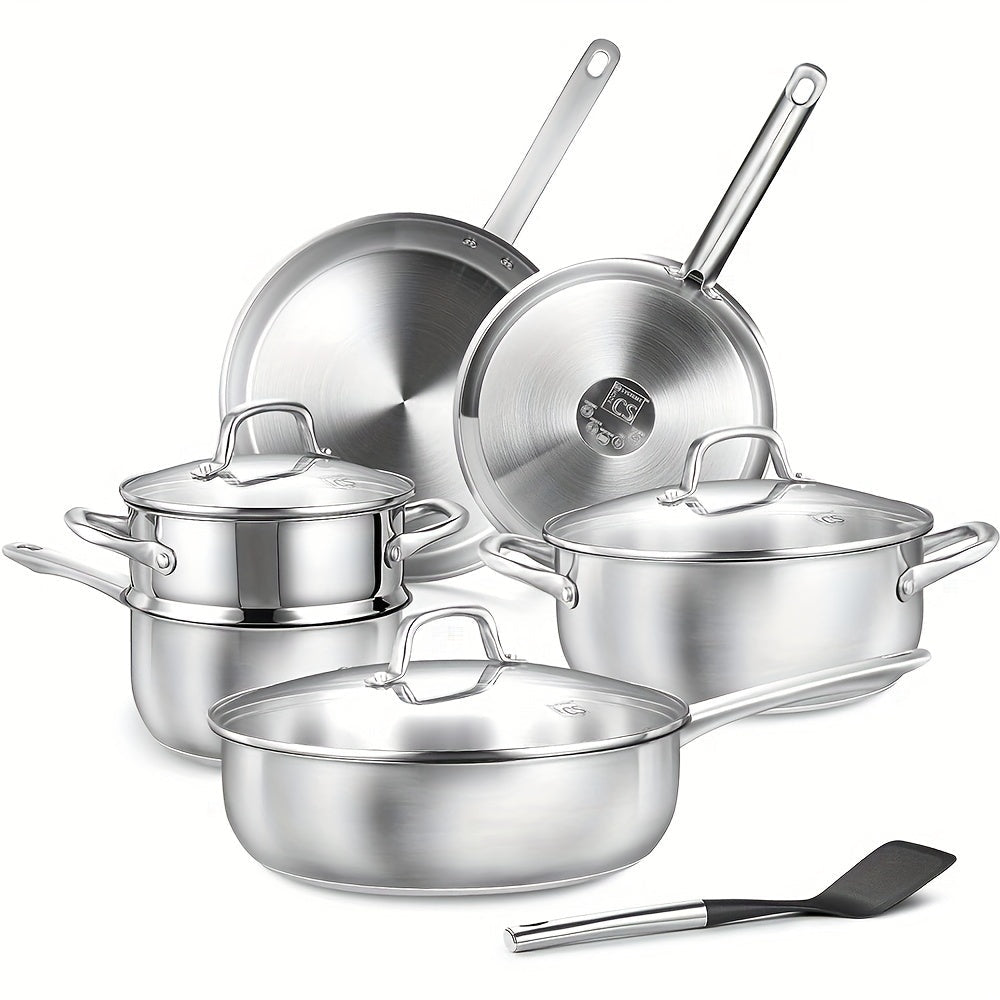 Ensemble de batterie de cuisine CS KOCH SYSTEME 10 pièces - Acier inoxydable 304 compatible induction - Cuisine Chez Nadine