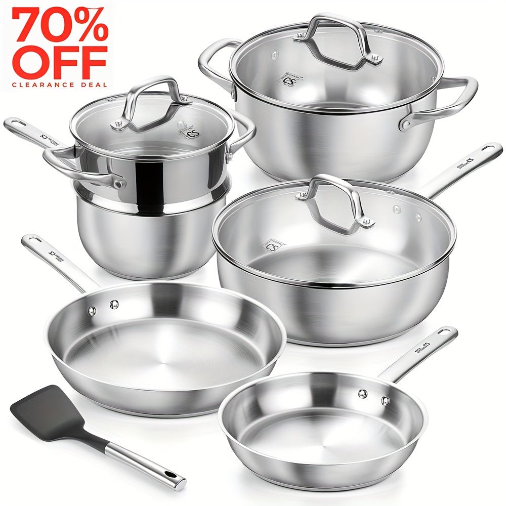 Ensemble de batterie de cuisine CS KOCH SYSTEME 10 pièces - Acier inoxydable 304 compatible induction - Cuisine Chez Nadine